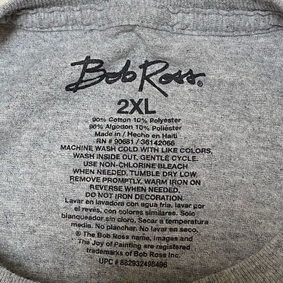 Bob Ross Men’s Gray Ever Make Mistakes in Life Graphic Shirt - Picture 6 of 7